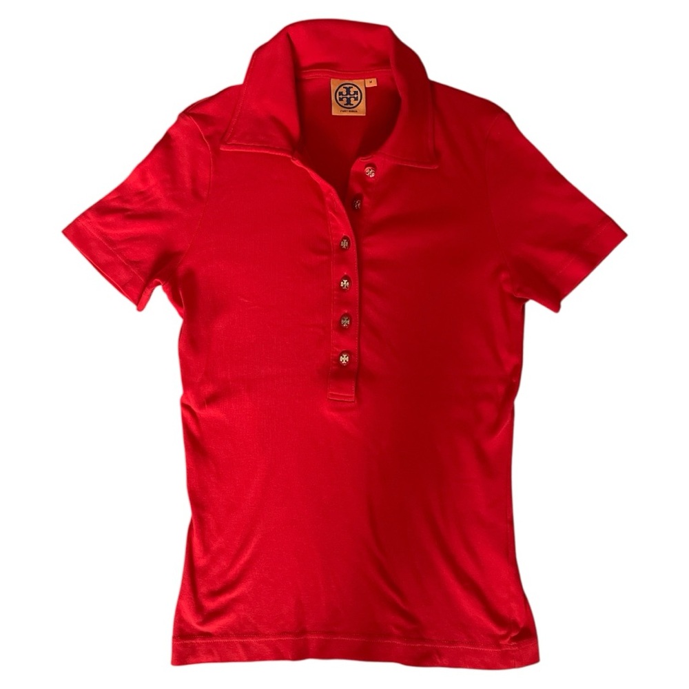 Tory Burch Red Short Sleeve Polo Shirt
